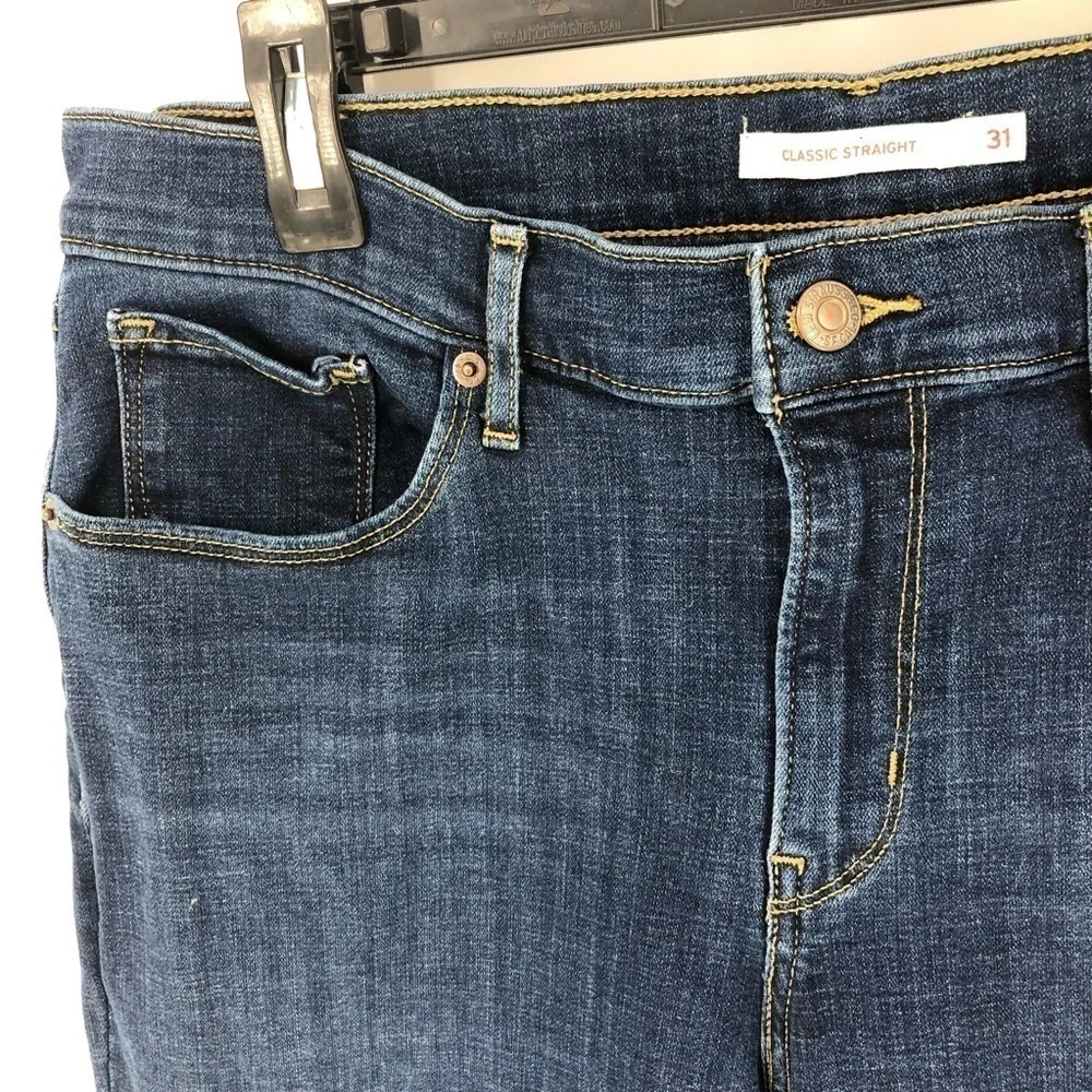 Levi’s Classic Straight Jeans Pants Blue Denim Stretch Modern Size 31 Short - Picture 3 of 13